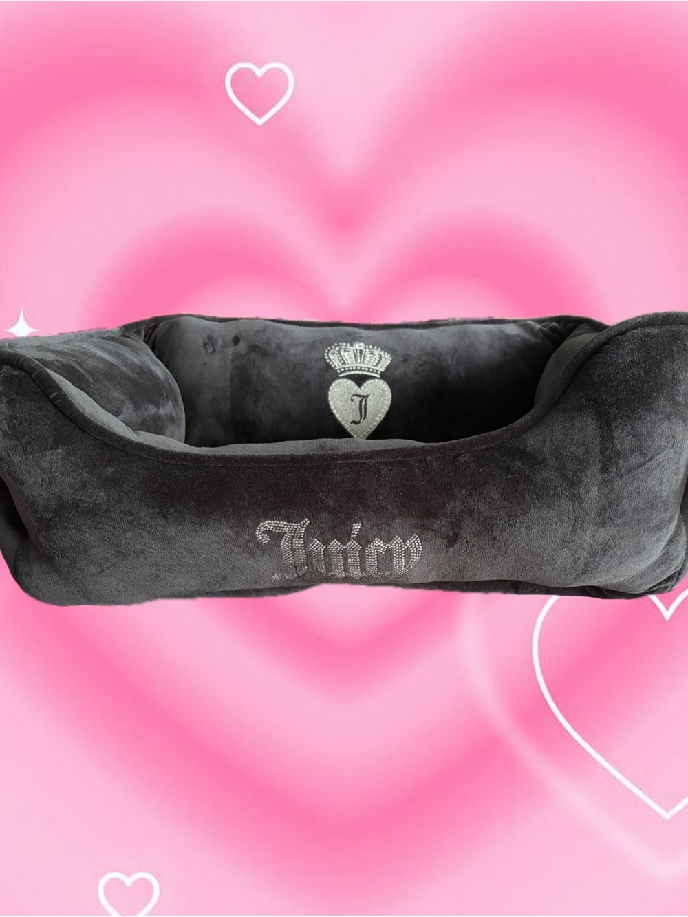 NWT Juicy Couture Black Crown Velour Pet Bed